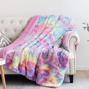 Rainbow Tie Dye Luxe plush blanket - BNIB